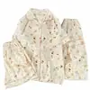 Pijama de Desenho Animado de Cachorro Estilo Japonês Ins de Alta Qualidade para Mulheres, Estilo Primavera e Verão, Pode Ser Usado Fora de Casa, Roupa de Casa Soltinha, Conjunto de Três Peças