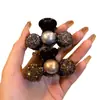 Design de Luxo Leve Pérola e Strass Acrílico Pequeno Presilha de Garra Moda Versátil Parte de Trás da Cabeça Penteado Semi-Preso Presilha para Franja