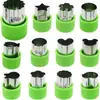 Juego de 12 Piezas de Moldes de Acero Inoxidable para Cortar Verduras y Frutas, Cortador de Pasta Mariposa Protector de Manos, Cortador de Galletas de Dibujos Animados para Hornear