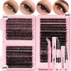 Conjunto popular de cílios postiços transfronteiriços da Amazon: Coleções de cílios 40D, 60D, 80D, cílios postiços em tufos e cílios colados com calor