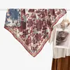 Nuevo pañuelo cuadrado de seda de doble cara con patrón de espiga bicolor para otoño e invierno de 90 cm, pañuelo y chal de moda con margarita verde de doble uso