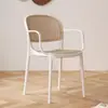 Silla de plástico de mimbre, silla de exterior estilo nórdico, silla de comedor de moda para uso doméstico, apilable, silla para mesa de mahjong con respaldo