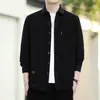 Jaqueta Camisa de Veludo Cotelê de Manga Longa para Homens com Múltiplos Bolsos, Outono e Inverno Casual Elegante Versátil 100% Algodão Camisa de Trabalho para Homens