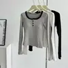 Camiseta de Renda Pure Desire com Bojo Feminina Outono e Inverno Malha Base Slim-fit Manga Longa Top Slim-fit