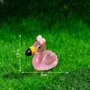 Venda Quente Transfronteiriça Miniatura Arco Flamingo Luminoso DIY Artesanato de Resina Decoração Acessórios Fofos Pequenos Enfeites