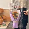 Ramo de Flores de Hilo Tejido Ramo de Rosas y Tulipanes de Mano Producto Terminado Regalo de San Valentín para Novia Regalo de Cumpleaños