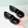 Zapatos versátiles de suela gruesa para mujer de primavera y otoño, zapatos de charol, mocasines de estilo británico para mujer, zapatos de plataforma baja, zapatos para aumentar la altura