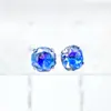 Brincos de Titânio Astmf-136 com Fundo Redondo, Gradiente Colorido, Oitavados, Medusa, Rosca Interna de Titânio G23, Cabeça de Joia com Zircônia