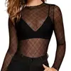Camiseta de Renda Popular Europeia e Americana Feminina Club Top de Tela Transparente Cruzamento Amazonia Camisa Base Transparente Camisa