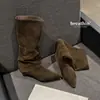Botas de Plataforma Planas con Aumento de Altura de Piel de Vaca Mate Estilo Real Vintage para Mujer 2026 Nuevas Botas Apilables Adelgazantes de Otoño