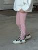 Leggings com Laço Infantil 2024 Outono Novo Estilo Coreano Leggings de Malha Elástica com Laço para Meninas