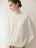 Suéter de cachemira 100% pura para mujer para otoño e invierno, jersey de cuello redondo, tejido de ochos, holgado, estilo casual, top base de color liso