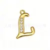 Nuevo Llavero de Metal con Incrustaciones de Diamantes de 26 Letras, Colgante para Bolso, Colgante Sencillo para Collar, Accesorios DIY, Venta al por Mayor