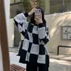Suéter de Punto Cuadros para Mujer, Nuevo Estilo Casual Holgado Otoño/Invierno 2026, Ropa de Mujer de Moda