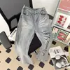 Jeans para hombre con estampado de rayo y letras, pierna recta, corte holgado, estilo American high-street, modernos, versátiles, adelgazantes, ligeramente acampanados