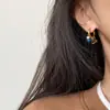 Nuevos Pendientes de Aro con Cuentas de Bloques de Color Estilo Chino y Piedra Natural para Mujer, Clips para Orejas Retro Otoño e Invierno, Estilo Nacional Popular 2026 Moda de Tendencia