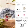 Kit de materiales DIY para cachorro con cáscara de fruta natural, llavero de muñeca con vaina de frijol rizado de colores semiacabado, colgante para bolso