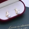 Pendientes de sirena de Perla de Agua Dulce de 7-8 mm S925 de alto brillo, brillantes, casi redondos, casi impecables, para uso diario, suministro transfronterizo