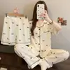 Yunduo Algodón Nuevo Lindo Pijama para Mujer 2026 Verano Delgado Manga Corta Conjunto de Tres Piezas Dibujos Animados Pony Ropa de Casa Disparo Real