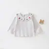 Ropa de Otoño Nueva para Niñas de Manga Larga Elegante Top de Princesa para Bebé Primavera y Otoño Ropa Interior Dulce para Bebés y Niños Pequeños Camiseta