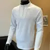 Sudadera de patchwork de estilo americano resistente, moderna, con media cremallera para hombre, nueva para otoño e invierno, de corte holgado, versátil, con cuello alto, de manga larga para hombre