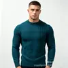 Suéter de Punto Jacquard con Cuello Redondo para Hombre Otoño Invierno Textura Rayada Jersey Ajustado Capa Interior Capa Base Múltiples Colores En Stock