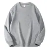 Nueva sudadera con cuello redondo, engrosada y forrada de forro polar para otoño e invierno para hombre, estilo callejero americano de alta calidad, sudadera unisex de forro polar zorro plateado pesado
