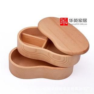 日式木质饭盒创意学生午餐饭盒双层便携便当盒寿司盒干果盒子