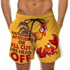 Pantalones de Playa para Hombre Divertidos Estampado 3D de Pavo de Pascua Bañador Plátano Burlón Pantalones Cortos Casuales Europeos y Americanos