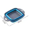 Cesta Plegable Telescópica Transfronteriza Escurridor Cuadrada Hueca Redonda de Plástico para Cocina Plato para Lavar Verduras Frutas