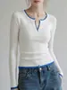 Suéter de tricô branco slim fit para o início do outono, nova coleção feminina 2026, top chique e moderno estilo francês que te deixa mais jovem