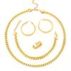 Colar de Anel Liso da Moda Transfronteiriça de Ganso, Pulseira Trançada, Brinco de Argola, Anel Aberto, Conjunto de Quatro Peças, Conjunto de Joias de Aço Titânio