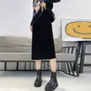 Saia elegante bodycon de veludo cotelê de comprimento médio e cintura alta para mulheres, saia emagrecedora espessa para outono e inverno com fenda, saia evasê