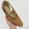 Zapatos Mary Jane de Tacón Grueso Trenzados Franceses Estilo Nuevo Verano 2025 con Agujeros y Huecos Estilo Retro para Mujer