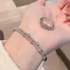 Pulseira Super Brilhante de Zircônia com Acabamento de Luxo, Conjunto de Pulseira e Anel Dupla Camada de Pérola e Zircônia Feminino