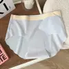 Bragas de seda de morera 7A antibacterianas con entrepierna extendida de seda helada para mujer, de cintura media, dulces, finas de verano, transpirables, calzones para estudiantes