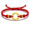 Shuibei Ouro 999 Ouro Puro Ruyi Argola de Ouro Pulseira Círculo do Universo Pacífico de Ouro Duro 3D Pingente Transferência Feminino Casal