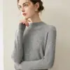 Suéter de cachemira 100% de lujo ligero y minimalista para mujer, con cuello semialto, diseño de jersey y mangas largas versátiles, perfecto para el uso diario.