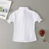 Camisa Blanca de Manga Corta para Niña Camisa Blanca de Manga Larga de Encaje 100% Algodón para Niño Estilo Occidental Niños Grandes Uniforme de Escuela Primaria Nuevo Verano