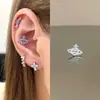 Lindo Brinco de Osso da Orelha Sino Amor Fofo Delicado Brincos de Saturno Feminino Versátil Elegante Parafuso de Osso da Orelha