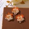 Primavera y Verano Naranja Cálido Dopamina Racimo de Flores con Perlas DIY Atardecer en la Costa Accesorios para Pendientes Clips Laterales Zapatos Flores