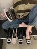 Zapatos Planos Elegantes con Tacón Grueso y Pedrería Francesa para Mujer 2023 Nuevos para Primavera y Otoño Negro Punta Cuadrada Zapatos de Alta Gama para el Trabajo