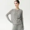 Nueva colección de otoño e invierno: Cárdigan de cachemira para mujer con cuello redondo, fino y ligero, con dobladillo enrollado, color liso y diseño de punto holgado