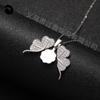 Diseño Moda Nuevo Creativo Collar Alas de Flor para Mujer Personalizado Tipable Cadena Clavícula Collar Alas Abriendo y Marcando el Tiempo