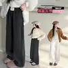 Pantalones para Niña con Forro de Polar, Nuevos Pantalones Deportivos Casuales Sueltos Estilo Hong Kong para Primavera y Otoño, Pantalones Versátiles de Pierna Recta y Pierna Ancha para Niños Mayores y Estudiantes