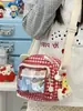 Bolsa de dolor de cuadros azul y blanco suave de huhu, linda, dulce, para chica, ambiente fresco y curativo, bolsa de hombro para fiesta de estudiantes, salida de vacaciones