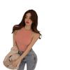 Top Halter Curto Slim para Mulheres 2025 Primavera e Verão Estilo Coreano Look Emagrecedor Roupa Íntima Regata Sem Mangas Camiseta Básica Top para Mulheres