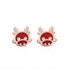 Pendientes de botón de dragón de la suerte de plata de ley 925 de moda nacional, pendientes originales femeninos de ágata roja con dragón del zodiaco, nuevos pendientes de estilo chino