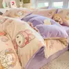 Conjunto de Cama de Inverno Classe A Espesso Leite Fleece Quatro Peças Cobertor de Edredom Fleece Dupla Face Adicionado Conjunto de Três Peças para Cama Dormitório Estudantil
