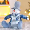 Nueva Decoración de Muñeco Sentado de Navidad Cuadros Azules Hombre Mayor Muñeco de Nieve Muñeco de Tela Adorno de Escritorio